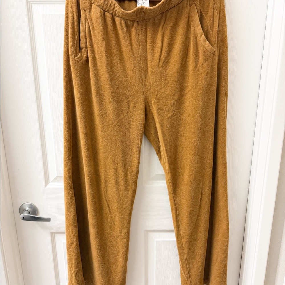 aerie Cozy Wide-Leg Pants in Mustard